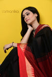 Handwoven Cotton Black Saree with Running Blouse (Black)