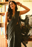 Handwoven Saree with Zari Stripes & Running Blouse - Grey
