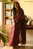 Handwoven Saree with Zari Stripes & Running Blouse -Wine