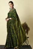 Naturally Dyed Modal Ajrakh Saree (Green)