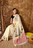 Handwoven Cotton Jamdani Saree- White