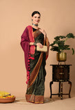 Malmal Cotton Zari Saree with Tassels - Black