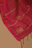 Handloom Linen Jamdani Saree- Rose (Pink - Orange)
