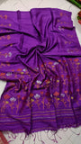 Matka Silk Saree with Running Blouse (Purple)