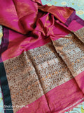Handwoven Tissue Linen Saree with Blouse