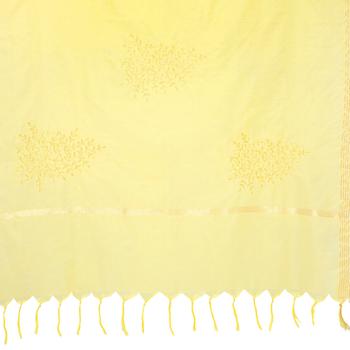 Embroidered Organza Dupatta - Yellow