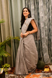 Handwoven Sequin Grey Saree with Running Blouse