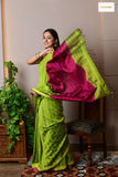 Handwoven Blended Cotton Sequin Saree with Running Blouse (Green)