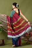 Handwoven Multicoloured Striped Saree with Running Blouse