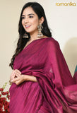 Handwoven Colour Block Cotton Saree with Running Blouse (Magenta Blue)
