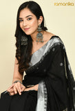 Handwoven Cotton Paithani Saree (Black)