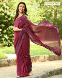 Cotton Sequin Saree with Running Blouse (Wine)
