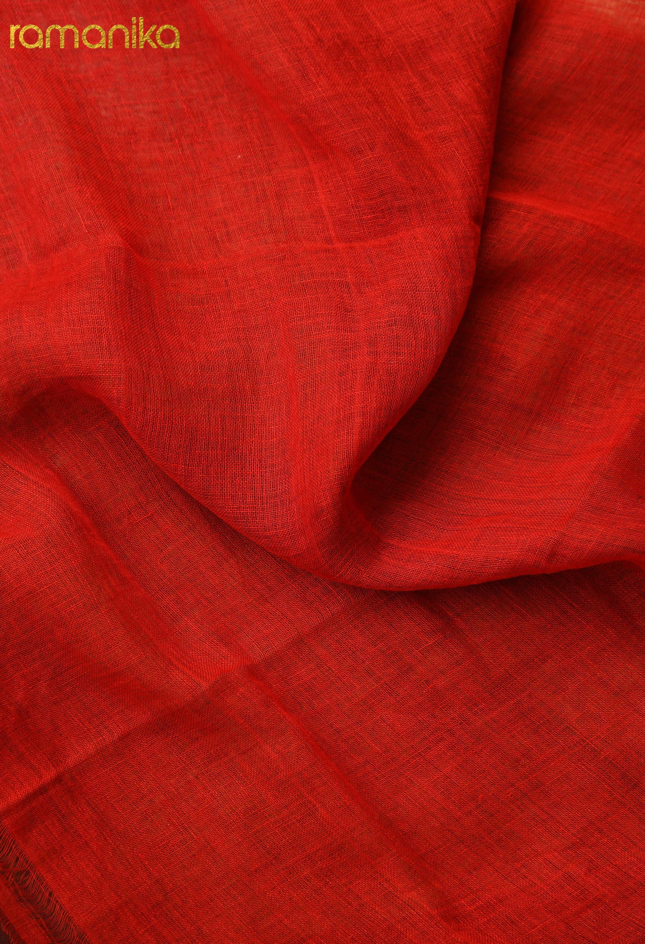 Banarasi Linen Saree with Running Blouse (Red / Purple)