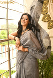 Handwoven Saree with Running Blouse -Grey