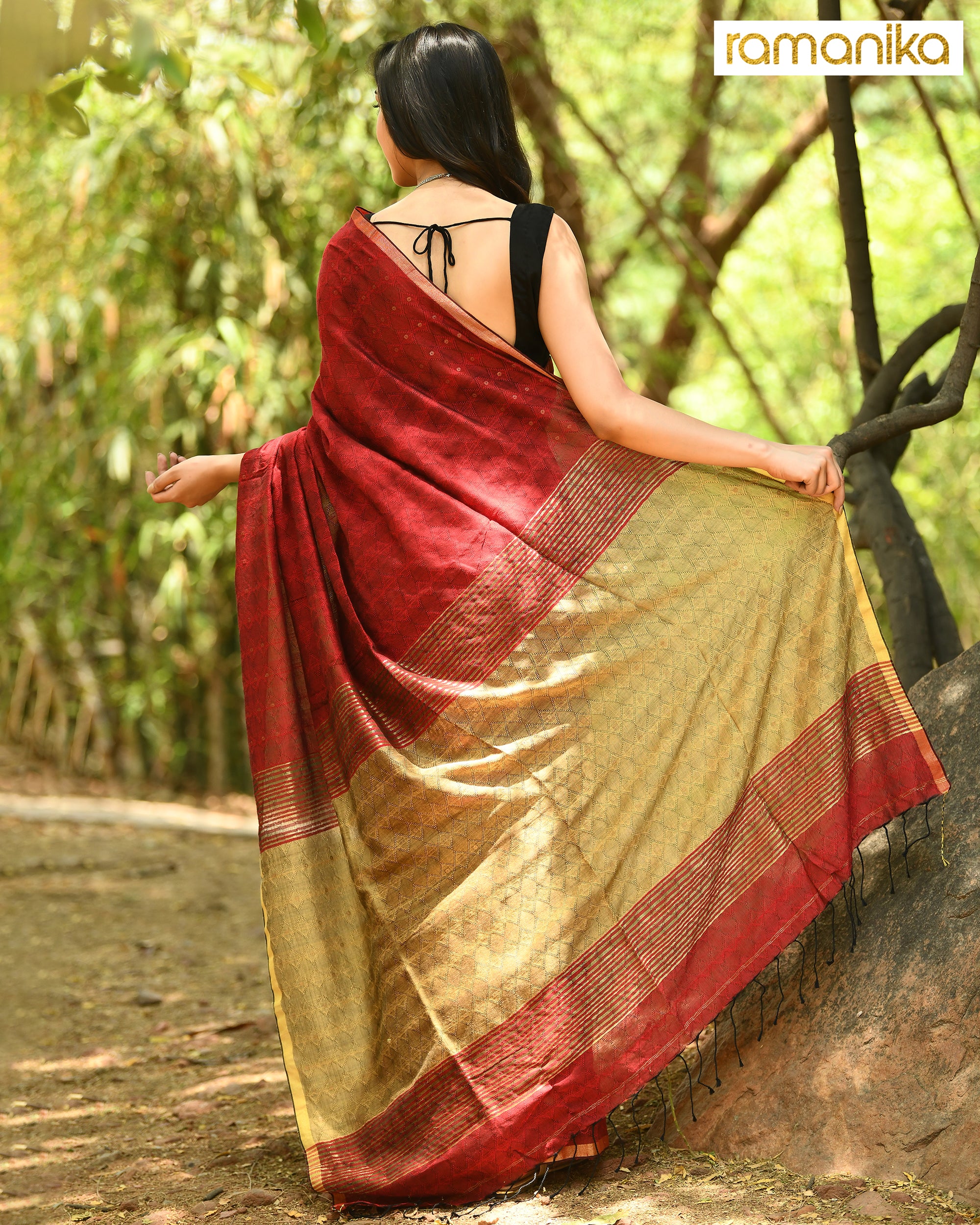 Handwoven Sequin Saree with Running Blouse