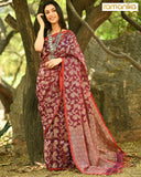 Handwoven Linen Banarsi Saree with Blouse