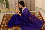 Handwoven Sequin Blue Saree With Blouse - Ramanika