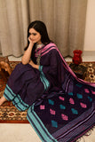 Handwoven Kantha Jamdani Navy Blue Saree With Blouse - Ramanika