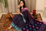 Handwoven Kantha Jamdani Navy Blue Saree With Blouse - Ramanika