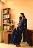 Cotton Sequin Saree with Running Blouse (Blue)