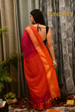 Handwoven Cotton Magenta Saree With Blouse - Ramanika