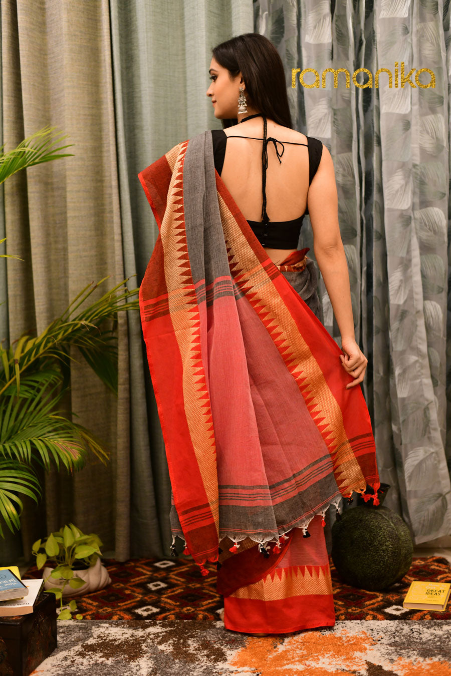 Handwoven Cotton Saree With Blouse - Ramanika