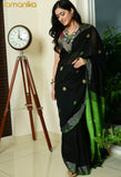 Handwoven Cotton Jamdani Saree with Contrast Blouse