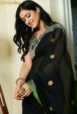 Handwoven Cotton Jamdani Saree with Contrast Blouse