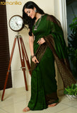 Cotton Sequin Saree with Running Blouse (Green)