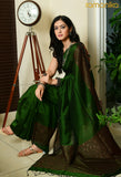 Cotton Sequin Saree with Running Blouse (Green)
