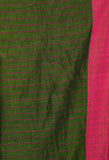 Handwoven Linen Saree with Running Blouse (Green)