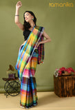 Handwoven Cotton Saree with Running Blouse (Multicolour)