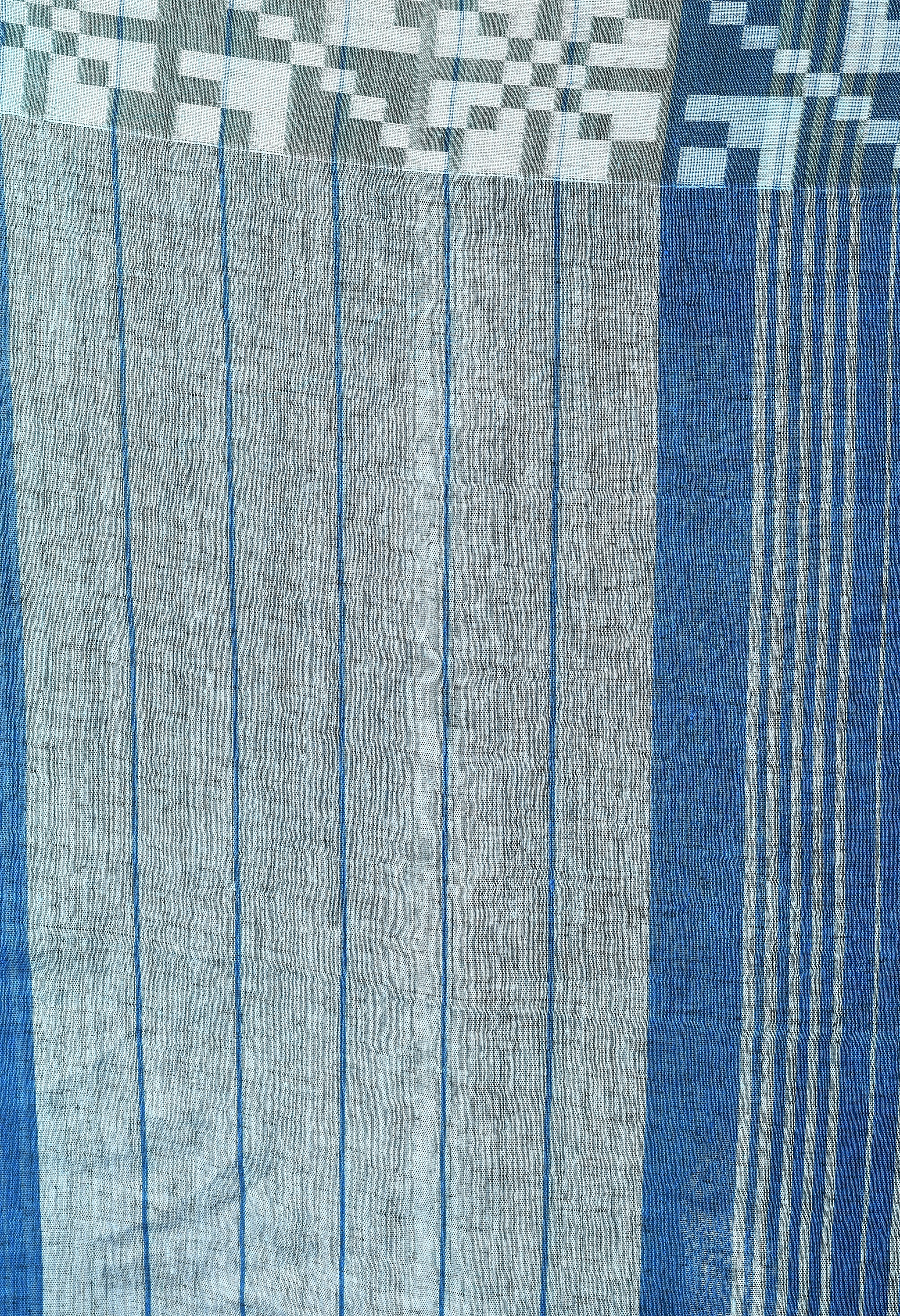 Handwoven Linen Saree (Blue)