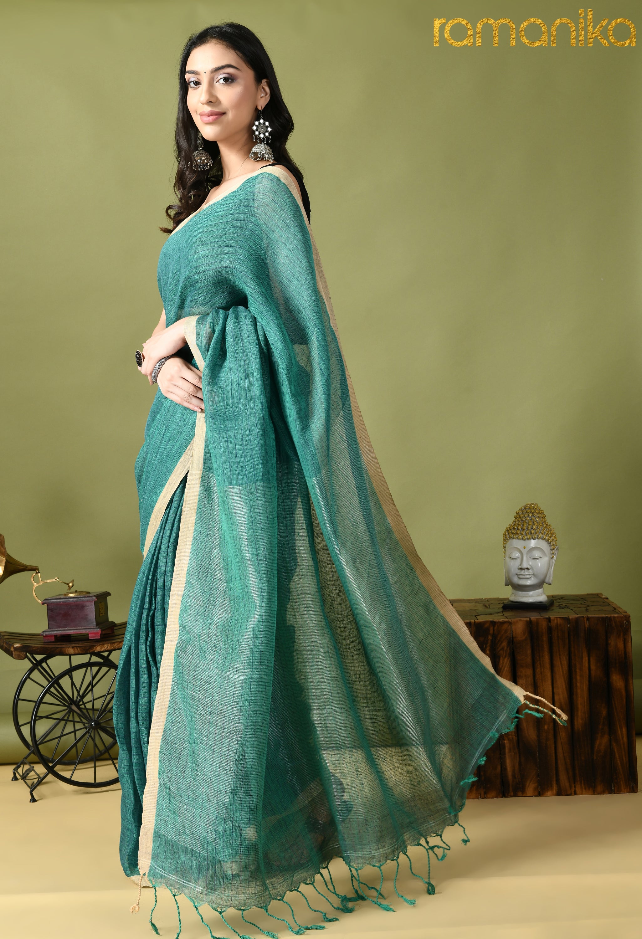 Handwoven Linen Saree