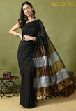 Handwoven Striped Saree with Zari Pallu