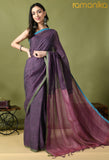 Multicolour Linen Saree with Running Blouse (Purple)