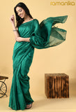 Handwoven Matka Silk Saree with Zari Pallu and Running Blouse (Green)