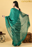 Handwoven Matka Silk Saree with Zari Pallu and Running Blouse (Green)