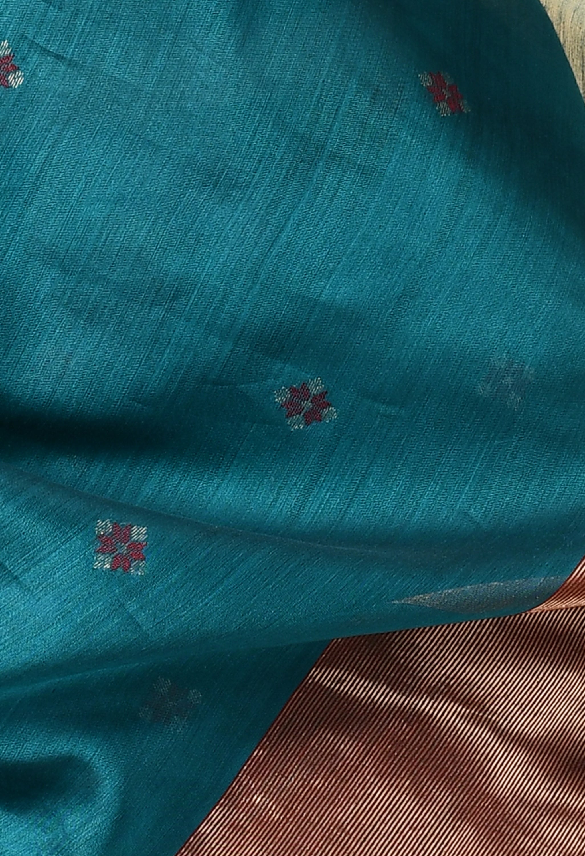 Handwoven Saree with Running Blouse (Blue)