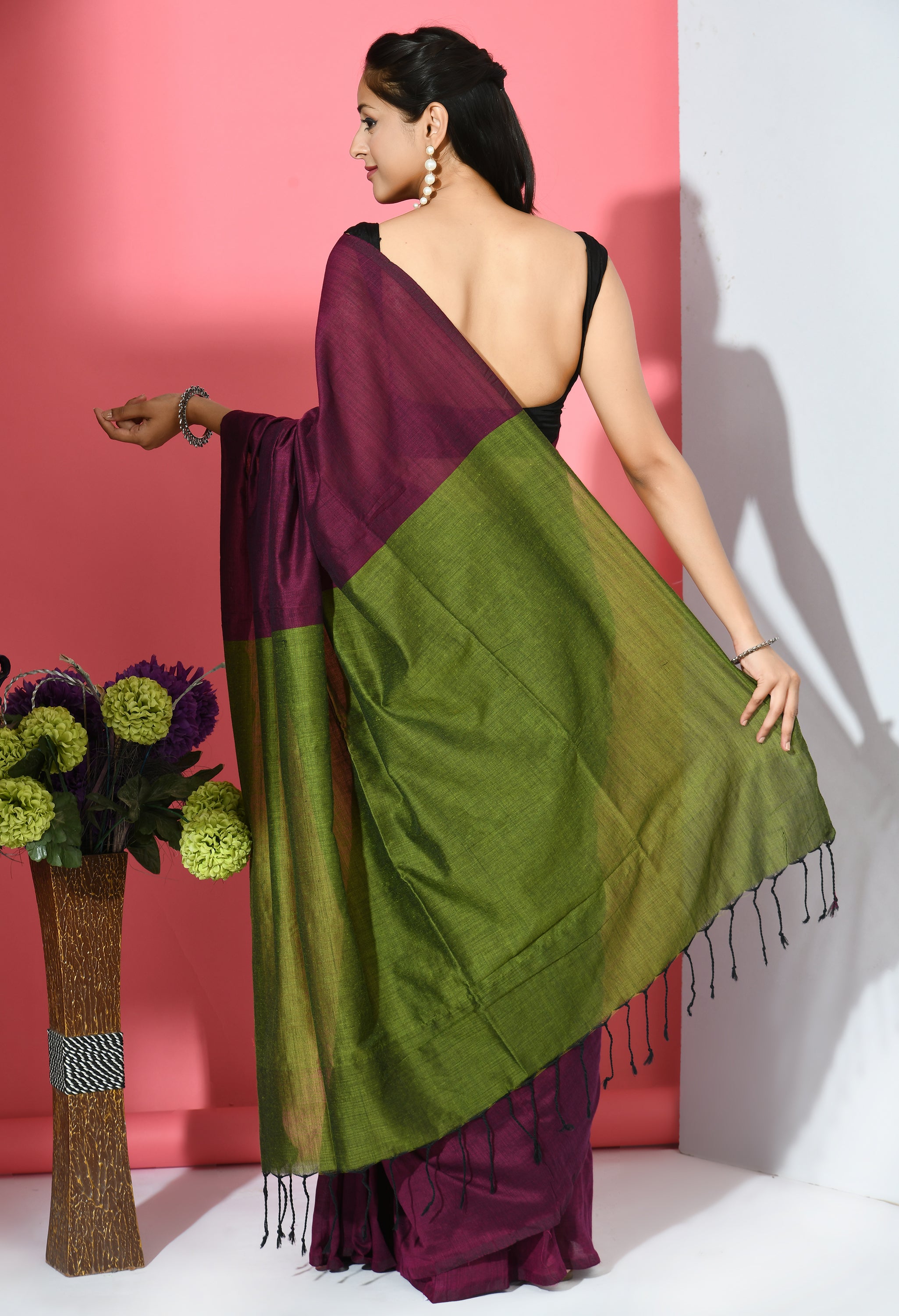 Handwoven Cotton Saree with Running Blouse