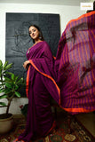Striped Pallu Malmal Saree With Blouse - Ramanika