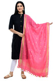 Handwoven Linen Pink Dupatta - Ramanika
