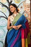 Bengal Cotton Saree with Running Blouse (Blue)