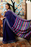 Handwoven Dungriya Saree With Blouse- Blue - Ramanika